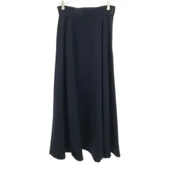 Y's ワイズ 日本製 ウール100% ロング丈 フレアスカート ネイビー レディース 古着