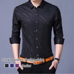 シャツ メンズ 総柄デザインシャツ 秋 フォーマル おしゃれ しわになりにくい オシャレ 大きいサイズ ブランド 白 カジュアル 派手 インナ
