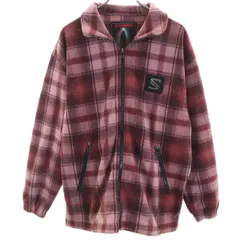 SALOMON サロモン 日本製 チェック柄 フリースジャケット L ボルドー系 メンズ 古着のサムネイル