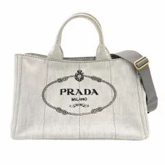 プラダ PRADA カナパ トート キャンバス Mサイズ ミディアム ハンドバッグ グレー デニム 2way ショルダー 7-11-277