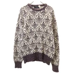 VAN HEUSEN ヴァンヒューゼン 80s 90s USA製 オールド 総柄 長袖 セーター M アイボリー ニット メンズ 古着