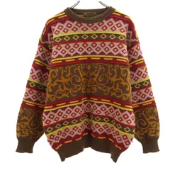 KENZO GOLF ケンゾーゴルフ 90s 日本製 オールド 総柄 長袖 セーター 4 ブラウン系 ニット メンズ 古着