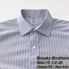 【15 1/2-35】Brooks Brothers ワイドカラーシャツ / Classic Fit / Non-Iron American Supima Cotton / Stripe（ライトブルー×ホワイト×イエロー×ブルー） L相当 メンズ