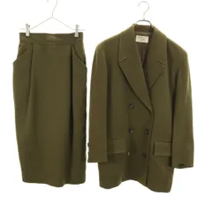 GIVENCHY Life ジバンシィライフ 90s ウール100％ オールド スカートスーツ 上下セットアップ 11号 オリーブ レディース GIVENCHY Life ジバンシィライフ 90s ウール100％ オールド スカート