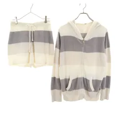 gelato pique ジェラートピケ スムーズィー3ボーダー パーカー ルームウェア 上下 セットアップ F グレー系 ジェラピケ ショートパンツ レディース 古着
