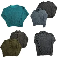 古着卸 まとめ売り 総柄 セーター 6枚セット (メンズ L ) リブ カーディガン ヘンリーネック チェック ニットポロ 中古 古着 NC9470