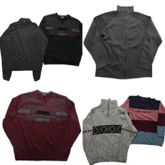 古着卸 まとめ売り セーター MIX 6枚セット (メンズ L ) ハーフジップ マルチカラー スタンドカラー ニット 中古 古着 NC9490