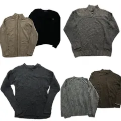 古着卸 まとめ売り セーター MIX 6枚セット (メンズ XL ) フルジップ ニットポロ リブニット スタンドカラー 中古 古着 NC9552