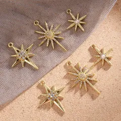 1156 カン付き 星チャーム ジルコニア ストーン パール 2個