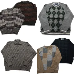 古着卸 まとめ売り 総柄 セーター 6枚セット (メンズ L ) トミーヒルフィガー チェック ニットポロ アーガイル柄 中古 古着 NC9589