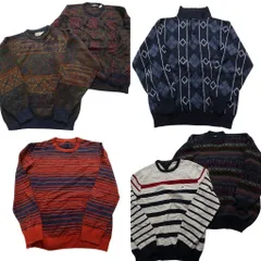 古着卸 まとめ売り 総柄 セーター 6枚セット (メンズ L ) トミーヒルフィガー ボーダー クルーネック ハーフボタン 中古 古着 NC9587