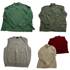 古着卸 まとめ売り ラルフローレン セーター 5枚セット (メンズ L /XL ) タートルネック ハーフジップ ベスト ワンポイント 中古 NC9650