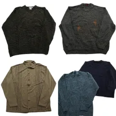 古着卸 まとめ売り セーター MIX 5枚セット (メンズ L ) Ｖネック カーディガン 襟付き クルーネック 中古 古着 NC9671