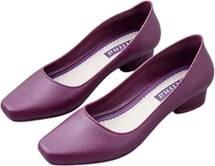 Fuji-cellar パンプス ヒール3cm 走れる 防水 韓国 痛くない 歩きやすい 疲れない レディース ローヒール 冠婚葬祭 結婚式 (パープル,  24.0 cm)