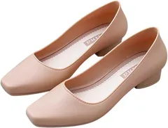 Fuji-cellar パンプス ヒール3cm 走れる 防水 韓国 痛くない 歩きやすい 疲れない レディース ローヒール 冠婚葬祭 結婚式 (アプリコット,  24.5 cm)