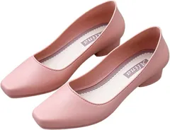 Fuji-cellar パンプス ヒール3cm 走れる 防水 韓国 痛くない 歩きやすい 疲れない レディース ローヒール 冠婚葬祭 結婚式 (ピンク,  24.5 cm)