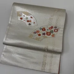 京袋帯 金彩 扇子に美しい花 唐織 正絹 MA-2315
