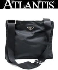 プラダ PRADA 三角ロゴ ショルダーバッグ  マチ無し ナイロン 黒 【72779】