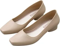 Fuji-cellar パンプス ヒール3cm 走れる 防水 韓国 痛くない 歩きやすい 疲れない レディース ローヒール 冠婚葬祭 結婚式 (アプリコット,  25.0 cm)