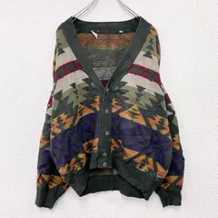 古着 used　ニットカーディガン　総柄　マルチカラー　