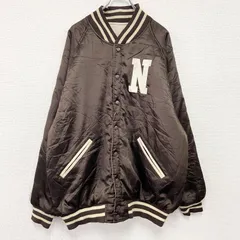 古着 used　～00s　DESIGNER JEANS CO　スタジャン　ヴィンテージ　リバーシブル　中綿入り　茶色　ブラウン　アイボリー　2XLサイズ