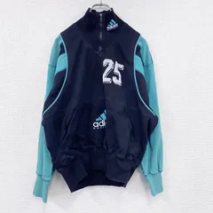 古着 used　～90s　adidas EQUIPMENT　アディダス　ハーフジップトラックジャケット/ジャージ　フロッキープリント　デカロゴ　パフォーマンスロゴ　ブラック　Ｍサイズ