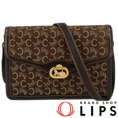 セリーヌ 馬車金具 Cサルキー ショルダーバッグ  キャンバス/レザー レディース ショルダーバッグ ブラウン  美品 【中古】