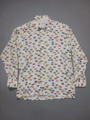 100 バッチ バタフライ プリンティング シルク シャツ VACCI