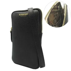 【新品】バーバリー 8084040 BLACK (ブラック) バッグ ショルダーバッグ BURBERRY PHONE POUCH レザー プリントロゴ スマホショルダー フォンポーチ フォンケース 斜め掛け アウトレット レディース