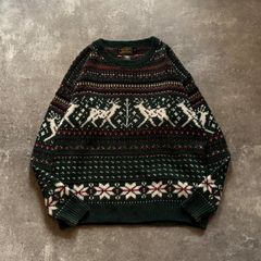 80年代 80s 90年代 90s Eddie Bauer エディーバウアー 黒タグ ノルディック柄 クリスマス コットンニット USA製