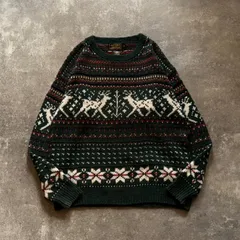 80年代 80s 90年代 90s Eddie Bauer エディーバウアー 黒タグ ノルディック柄 クリスマス コットンニット USA製
