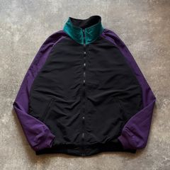 90年代 90s LANDS'END ランズエンド スコールジャケット ナイロンフリースジャケット マルチカラー 黒 ブラック 紫 パープル ターコイズ