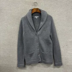 ラコステ カジュアル 刺繍 ロゴ ショールカラー ウール ニット カーディガン 95 A02504