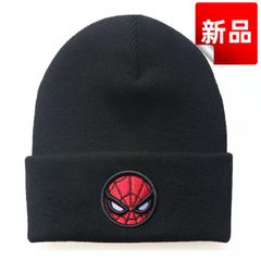 ✨新品✨スパイダーマン ニット帽 黒 刺繍 20.5cm メンズ レディース