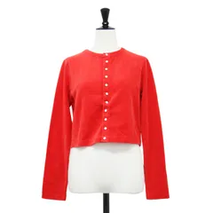 MACPHEE マカフィー カーディガン レッド サイズ:S(9号) | 22秋冬 コットン ポリエステル ベロア クルーネック カーディガン | 長袖 スナップボタン コットン | トップス | 日本製【レディース】【中古】