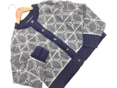 earth music&ecology アースミュージック＆エコロジー 総柄 ニット カーディガン sizeF/紺ｘグレー ◇■ レディース