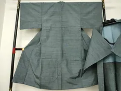平和屋着物●男性　紬　アンサンブル　網代織　正絹　逸品　AABC9261ck