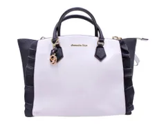 Samantha Vega サマンサベガ フェイクレザー フリル 2WAY トート バッグ 白ｘ黒 ■■ レディース