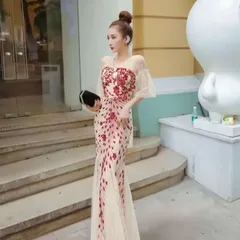 新品未使用【美しいチュール＆スパンコール刺繍】ゴージャスなマーメイドドレスワンピース