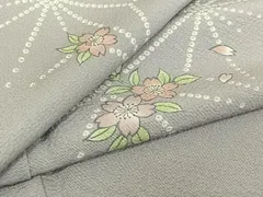 平和屋着物▽上質な小紋　単衣　舞花文　ロング丈　正絹　逸品　AABE0204jh