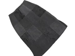 INDIVI インディヴィ ウール混 パッチワーク調 Aライン 台形 スカート size38/黒ｘグレー ◇■ レディース