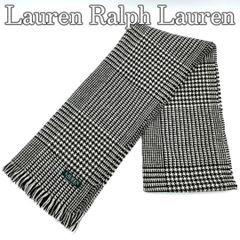 ローレンラルフローレン Lauren Ralph Lauren マフラー 千鳥格子 白黒 モノトーン チェック柄 フリンジ ストール ユニセックス 防寒アイテム 上品 シンプル クラシックデザイン 日常使い ビジネスカジュアル
