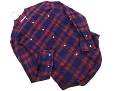 JOURNAL STANDARD relume ジャーナルスタンダードレリューム チェック バンドカラー ブラウス シャツ sizeS/紺ｘボルドー ◇■ メンズ