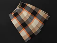 BLUE LABEL CRESTBRIDGE ブルーレーベル クレストブリッジ ウール100% チェック ラップ風 Aライン 台形 スカート size36/ベージュ ◇■ レディース