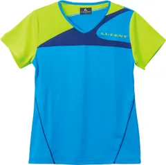 ルーセント LUCENT テニス Ladies テニス ゲームシャツ ブルー 青 女性用 半袖Tシャツ 吸汗速乾 UVカット Vネック 日焼け対策 着替え 試合着 練習着 移動着 トップス  XLH2257 ブルー