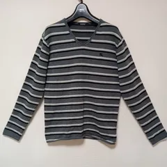 BURBERRY BLACK LABELバーバリーセーターボーダー綿80%羊毛20%グレー基調サイズ2（М相当）