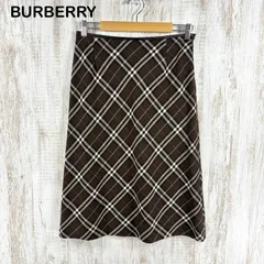 BURBERRY LONDON バーバリーロンドン メガチェック ウール フレアスカート ブラウン 大きいサイズ XL