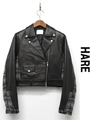 N419 HARE レザーダブルライダース ショート丈 ラムレザー S 黒 秋冬