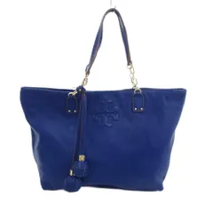 トリーバーチ TORY BURCH タッセル トートバッグ レザー 革 ダブルTロゴ 青 ブルー /UO ■GY13