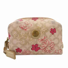 コーチ COACH ポーチ インバッグ 花柄 PVC シグネチャー ロゴ 白 オフホワイト ピンク /MW ■GY18
